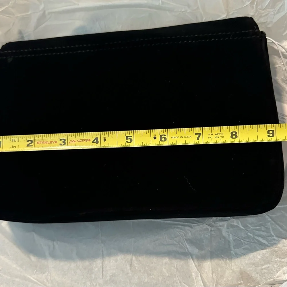 Jimmy Choo Black Suede like & Glitter Clutch with Gold Chain NWT - Picture 5 of 9